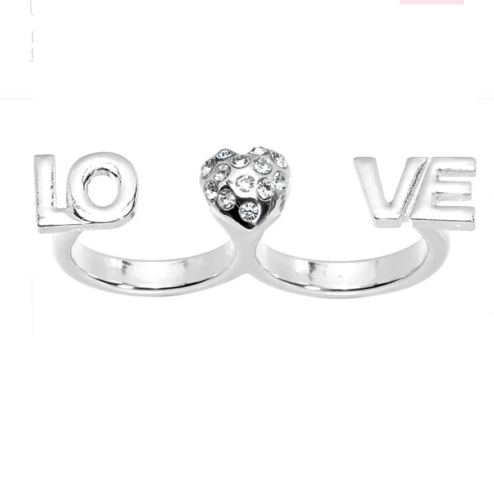 Silver Love Double Ring Size 6-7
